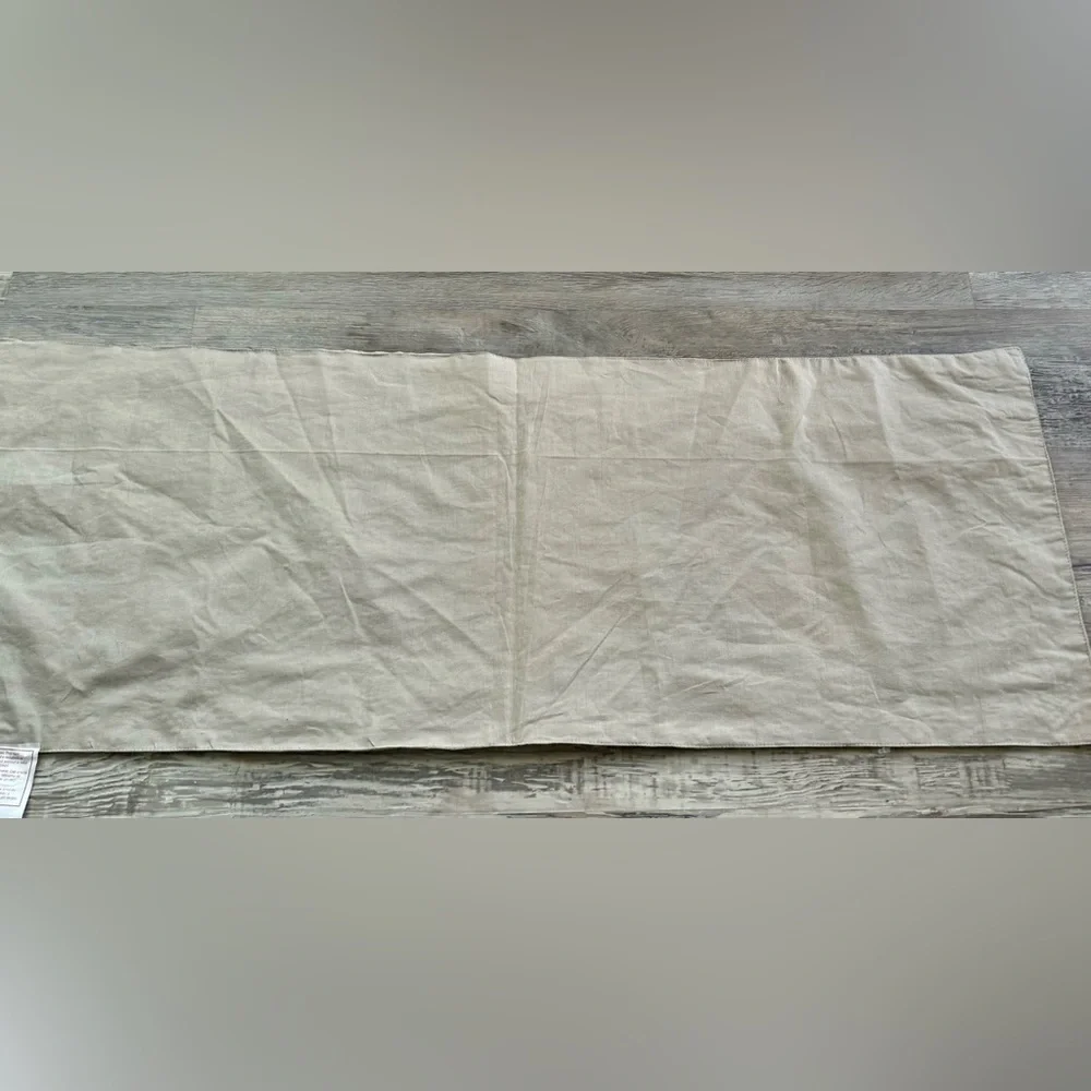 Pier 1 Imports taupe table runner with embroidered hexagon pattern